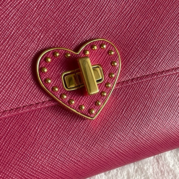 PRADA VINTAGE HEART Wallet on chain saffiano leather (PINK) - Picture 4 of 12